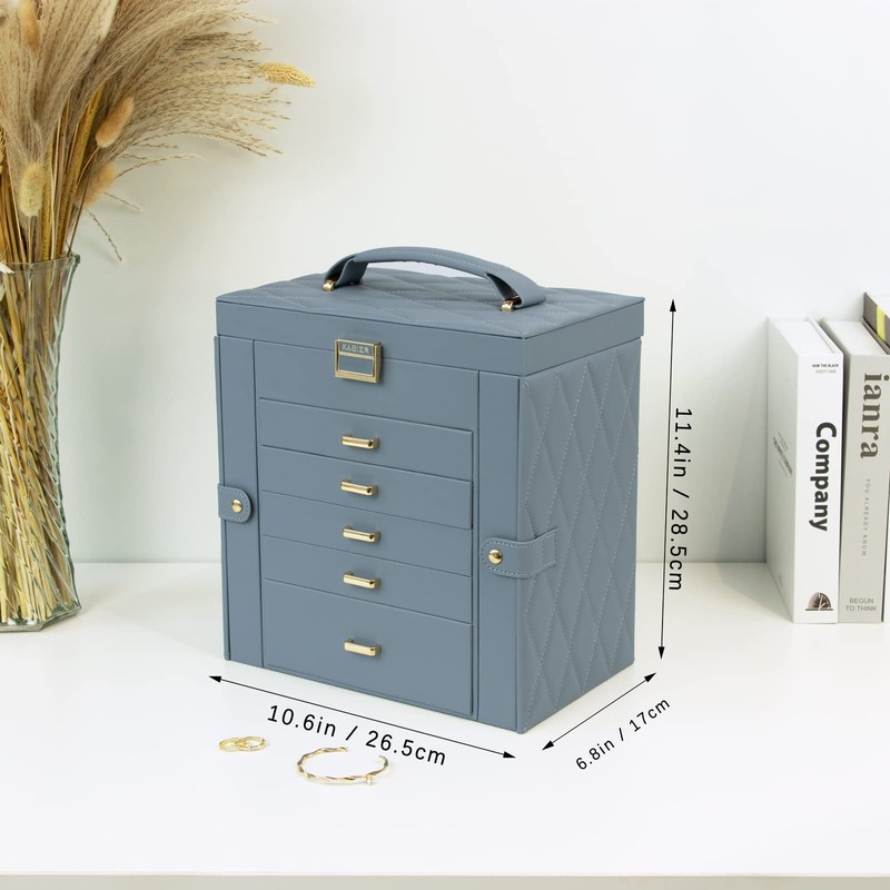 KAMIER Jewelry Box for Women, 6-Layer Large Jewelry Organizer Box