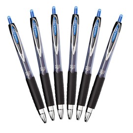 Uni-Ball Signo 207 Retractable Gel Pen, 1.0mm Bold Point, Blue, Pack of 6