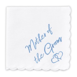 W&F GIFT Wedding Handkerchief - 12" x 12" - Something Blue for Bride on Wedding Day - Mother of the Bride Gifts, Bridal Wedding Hankie – Mother of the Groom Gifts from Bride