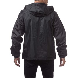 Pro Club Men's Fleece Lined Windbreaker Jacket, Large, Black