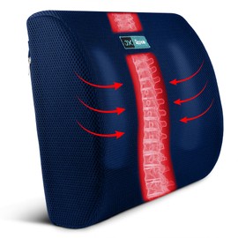 JX OFFICE Ergonomic Back Cushion Relieves and Prevents Back Pain - Memory Foam Lumbar Cushion for Office, Wheelchair, Home (Not for Car) (Navy Blue)
