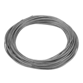QUARKZMAN 3/64 Inch (1.2 mm) 304 Stainless Steel Rope Wire Rope 7 x 7 Strands Core 50 ft (15 m) PVC Coated Aircraft Wire for Outdoor Construction Marine Rigging Decking Railing