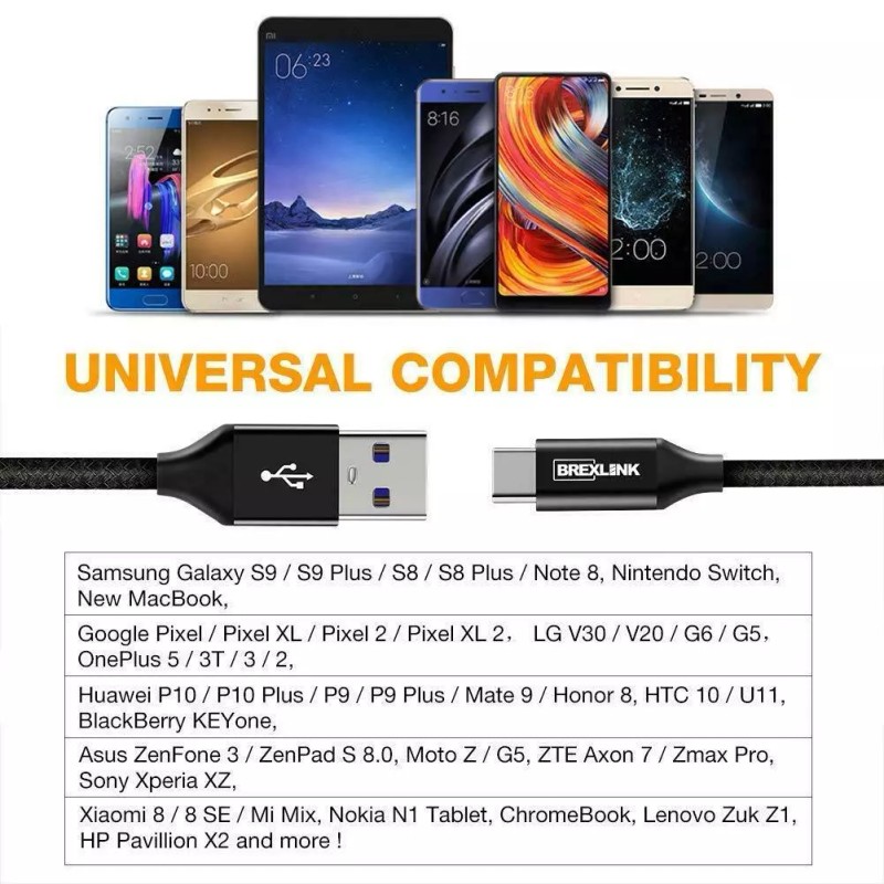 Brexlink USB C To USB A Charge/Sync Cable - Black