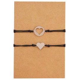 LuLiyLdJ Mother and Daughter Bracelet Set of 2 Matching Heart Shaped Bracelets Jewellery Birthday Gifts for Mother and Daughter Girls, Nylon