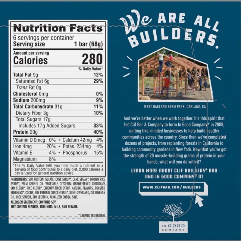 CLIF Bar New CLIF Builders Chocolate Mint Grams Plant Protein