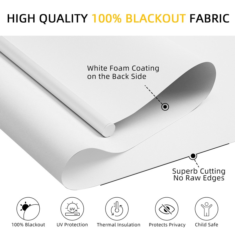 ChrisDowa Cordless Blackout Roller Shades for Windows, Thermal Insulated UV