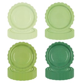 HFBOBP 48Pcs Sage Green Paper Plates,7 Inch Gradient Light Scalloped Dessert Plates Tableware Supplies for Birthday Garden Party Afternoon Tea Wedding