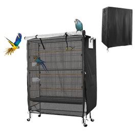 Bird Cage Covers for Night,38”L×23”W×51”H,420D Fabric Washable Waterproof Large Dust Pet Birdcage Breathable Warm Protection Cover,Distraction and Light Eliminator for Winter,Cats,Mink(with Mesh)