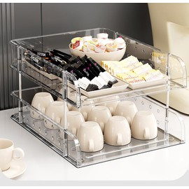 Clear Acrylic Desk Organizer, Multi-Tier Letter Tray with Pen Holder, Office Storage for Documents and Supplies