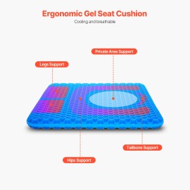 Uimoso Seat Cushion Cooling Gel Seat Chair Cushion for Hips Back Pressure Relief
