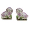 Pink Porcelain Bunny Figurines, Pair of Porcelain Bunny Hares Figurines,