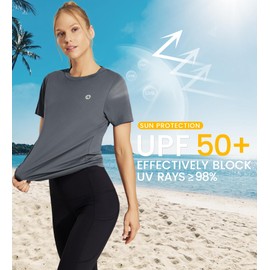 Nepest Womens Dry Fit T-Shirts Short Sleeve Shirts UPF 50+ Sun Protection Workout Running Athletic Tee Top Dark Grey S