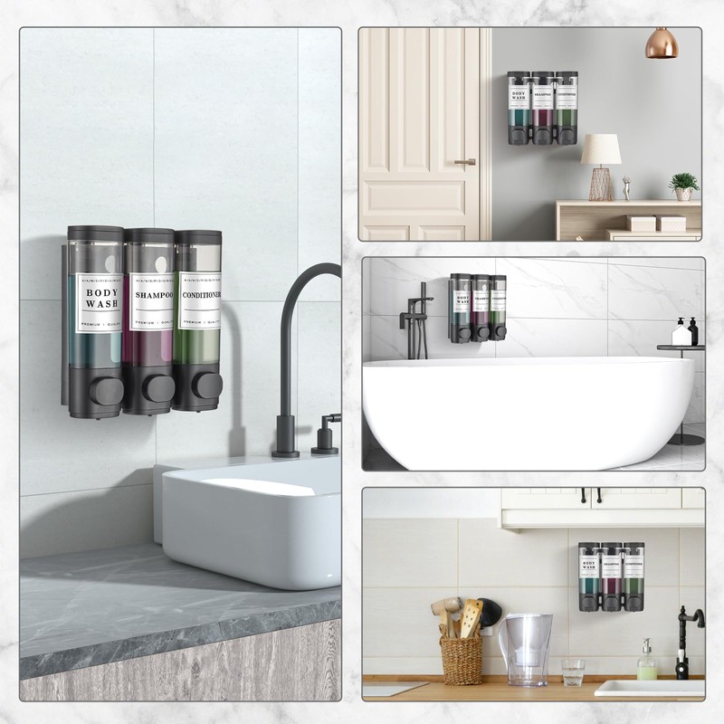 Shower Soap Dispenser Wall Mounted No Drill Shampoo Dispenser for