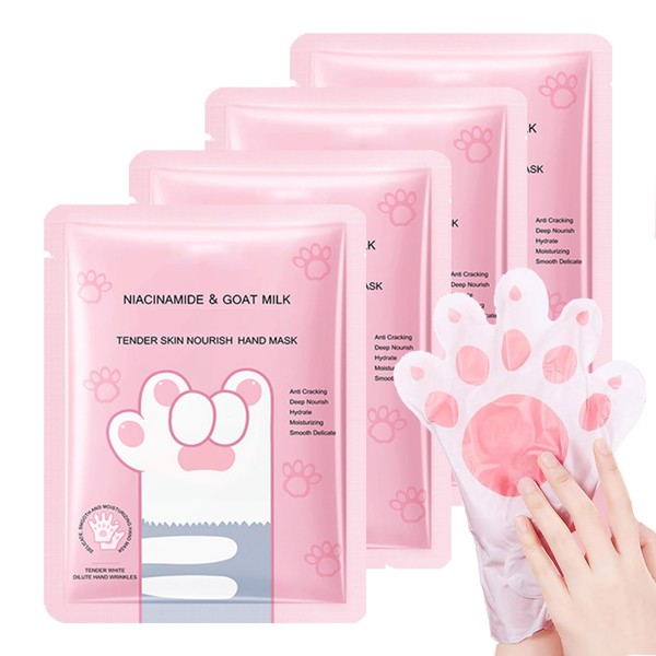 Handmaske 4 Paar Handpflege Handschuhe, Peeling-Handmasken Für Sehr Trockene Hände,