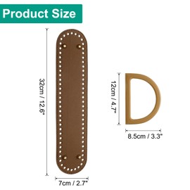 sourcing map Bag Bases for Crochet, 12.6" x 2.7" Oval Bag Bottom Shaper with D-Shaped Handles, Crochet Base Purse Bottom for DIY Shoulder Bag Handbag Making Supplies Brown