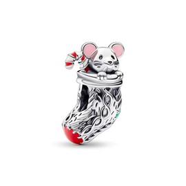 Yuscorai Festive Mouse & Stocking Charms Compatible for Bracelets and Necklaces Christmas Fashion Jewelry Women's Bead Charms 925 silver zirconia