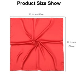 Rakiuty Women's Silk Scarf, Silk Headscarf, Plain Soft Silk Scarf, Neckerchief Size 70 cm x 70 cm, Women's Bandana Neckerchief, Silk Scarf for Women, Women's Scarf, Large Red