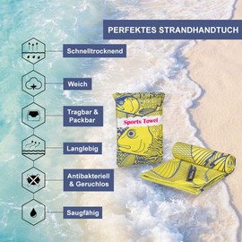 4Monster Microfibre Beach Towel, Ultra-Light, Sand-Resistant Towel, Quick-Drying, Absorbent Sports Towel for Beach, Pool, Water Sports, Yoga, Fitness (Yellow, 80 x 160 cm)