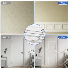 KESHWELL 6 Set Premade Accent Wall Panels, Molding Kit for Interior Wall Decor,Pre-Cut Wainscoting Accent Panels Picture Frame,3D Wall Panels Molding Trim for Home Decor (6 Set,24 X 24 INCH)