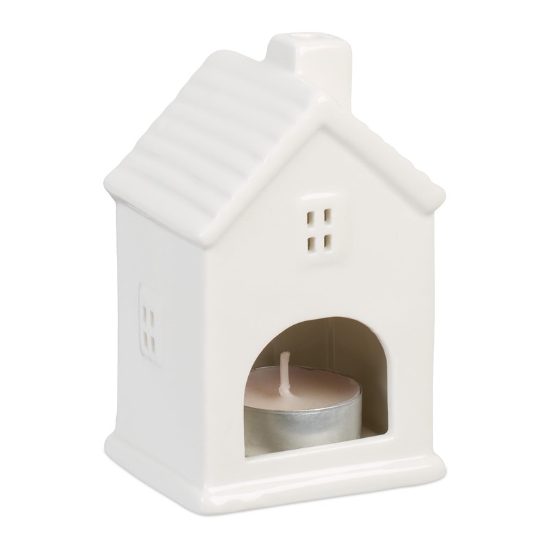 Relaxdays Ceramic Tea Light House, Light House for 1 Tea