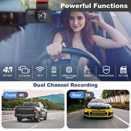 Zengest Dash Cam Front and Rear with 64GB Card, 4K+1080P Dashcam for Cars, Built-in 5G WiFi GPS 3.0" IPS Car Camera with Super Night Vision/24H Parking Mode/G-Sensor/App Control/Loop Recording-BLACK