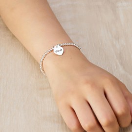 Philip Jones Sister Heart Charm Beaded Stretch Bracelet