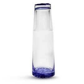 Elle Decor Bedside Water Carafe with Tumbler | 35Ounce Pitcher and Matching Drinking Glass | Use Cup as a Lid for Carafe | Home Dcor For Guest Room, Nightstand, Office, or Gift