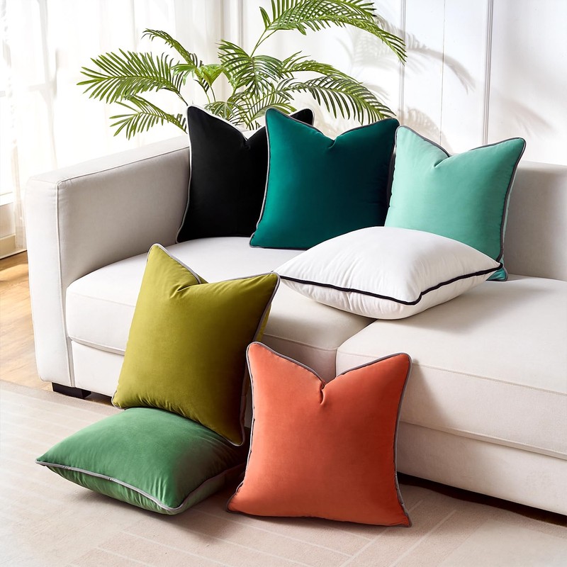 White Decorative Pillow Covers 18x18 for Couch Throw Pillows Velvet