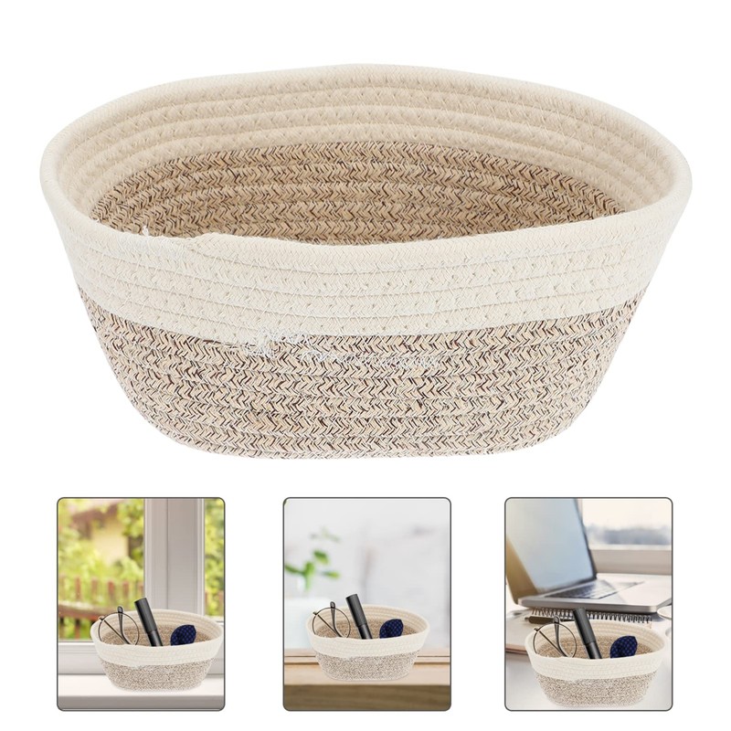 Closet Storage Bins Imitation Rattan Basket Cotton Rope Storage Plant