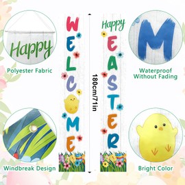 Bekecidi Happy Easter Hanging Banner Porch Sign, Easter Decoration Outdoor Indoor, Spring Decor, Front Door Sign for Home Holiday Party Office Yard