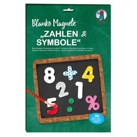 Ursus 43130099 Blank Magnets Numbers & Symbols, White, Pack of 90, Approx. 1.5 - 4.4 cm, for DIY Design, Educational Fun for Boys and Girls, Ideal as a Gift for School, Colourful