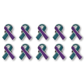 10 Suicide Awareness Jewelry-Quality Enamel Ribbon Pins With Clutch Clasp - 10 Pins - Show Your Support For Suicide Awareness