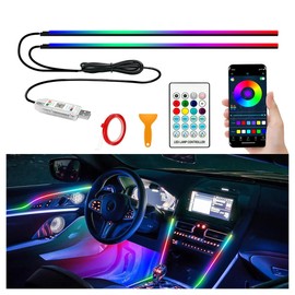 43.3 inch Acrylic Interior Car LED Lights with Remote, Wireless, USB, Fiber Optic Strip, 16 Million Colors, Music Sync (2 in 1(43.3inch*2))