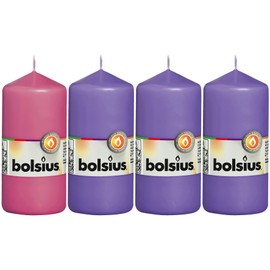 BOLSIUS Christmas Advent Candles Set - 4 Pack Advent Pillar Candles - 2.25 x 4.75 Inches - Unscented Christmas Candles - 33 Hours - Premium European Quality - Smokeless and Dripless Holiday Candles