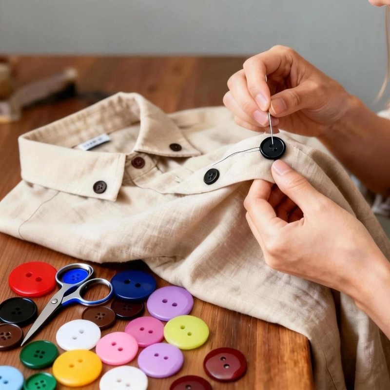 12 Pcs Sewing Buttons, 2-Hole Round Resin Buttons, Black, 15mm
