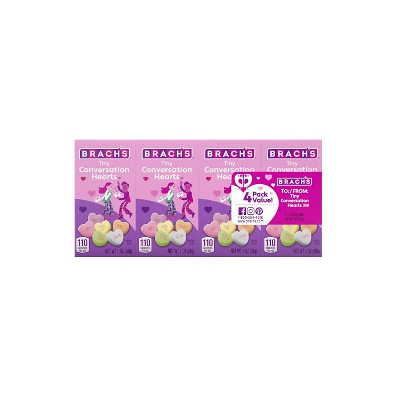 Brach's Tiny Conversation Hearts "To/From" Boxes, 1.0oz, Valentine's Candy, 4