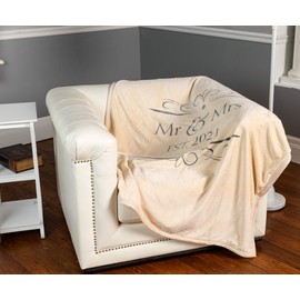 Soft Sentiments Outrageously Soft Reversible Velvet Ultra Plush Throw - 50 x 60 Inch - Mr & Mrs 2021