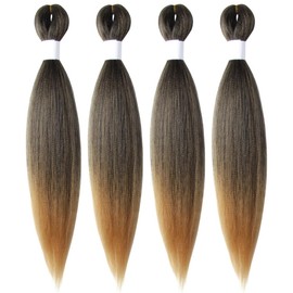 Osuntress Braiding Hair Pre Stretched 18 Inch 4 Packs, Long Hair Extensions for Braids, Synthetic Braiding Hair Prestretched T27(Ombre Honey Blonde)