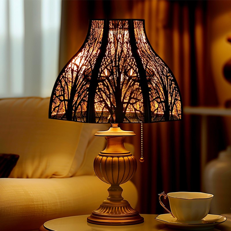 Etched Forest Large Metal Lampshade 5.32 X 13 X 9.5