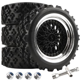 1/10 Scale On Road Rubber RC Tires Wheel Rims 12mm Hex Compatible with Tamiya TT01 TT02 XV01 Traxxas 4 Tec 2.0 Kyosho WR8 Sakura D3 WLtoys 144001 HPI Touring Racing Car
