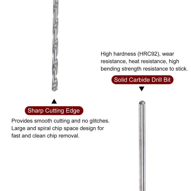 sourcing map 4pcs Solid Carbide Drill Bits 0.5mm C3/K10 Tungsten