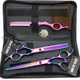 7.0 inch hair scissors set, hair cutting scissors and thinning scissors with razor clips in 1 set