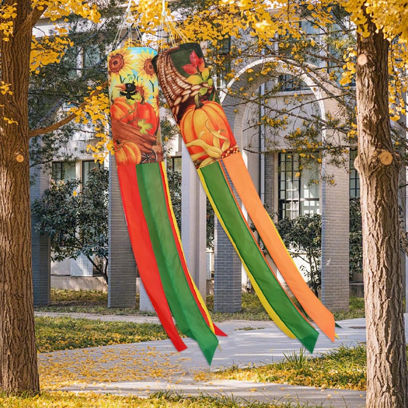 THQZLH 2 Pack Fall Windsocks Outdoor - Heavy Duty Thanksgiving