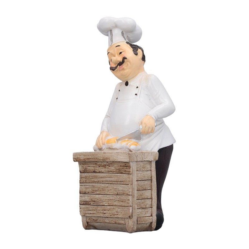 Resin Chef Statue Restaurant Dining Table Decor Figurine Ornament Kitchen