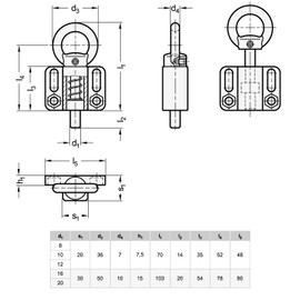 Ganter Normelemente Locking Bolt with Pull Ring for Screwing On Without Locking Lock GN 722.6-14-20-A-ZB Galvanised Bolt Diameter 14 mm