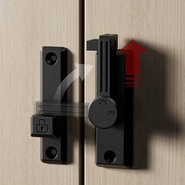 No Drilling Door Latch Lock, Rotate Bolt Locks Gate Latch with 2 Mounting Methods, Enhanced Safet Lock for Sliding & Push Doors - Grey