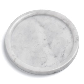 Moreast Real Natural Marble Tray, Decorative Stone Round Vanity Tray, Genuine Marble Tray for Bathroom, Kitchen, Dresser, Holding Jewelry, Perfume, Shampoo, 5.5 Inch