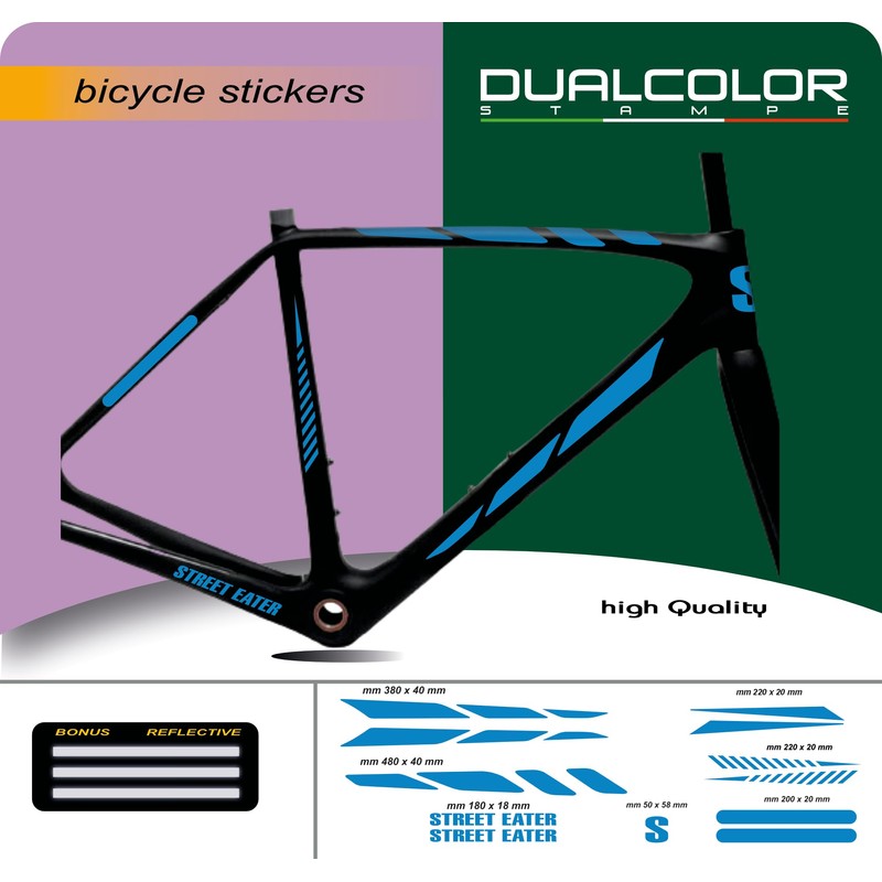 DualColorStampe B0168 (BLU 53) Universal Protection Bike Frame Sticker Set