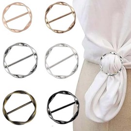 JUNXINSHUN 6 PCS Scarf Clips and Ring T Shirt Clip for Women Fashion Metal Circle Buckle for Clothes Hat Belt Decor
