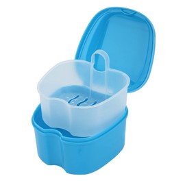 Denture Box Denture Box Retainer Container Storage Box with Hanging Sieve for False Teeth Storage Cleaning